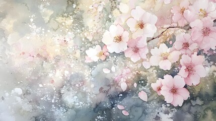 Obraz premium Abstract Watercolor Blossoms with Dreamy Background