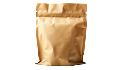 Blank food packaging pouch with matte finish, isolated on a white background