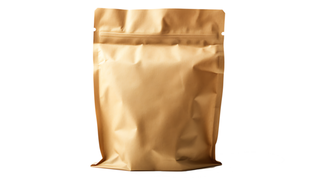 Blank food packaging pouch with matte finish, isolated on a white background - Powered by Adobe