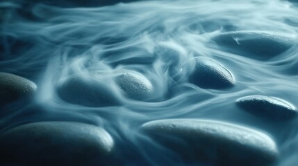 Obraz premium Smooth stones are floating amid a dreamy ethereal cloudy scene