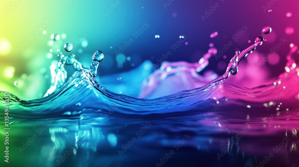 Poster a dynamic splash of water with brilliant color gradients