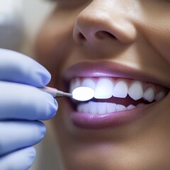 Fototapeta premium Teeth Whitening Procedure with Light Treatment for a Bright Smile