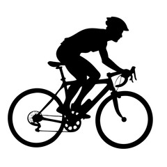 Naklejka premium A cyclist in silhouette riding a road bike