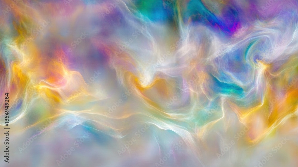 Poster an abstract colorful flowing design resembling wisps and clouds