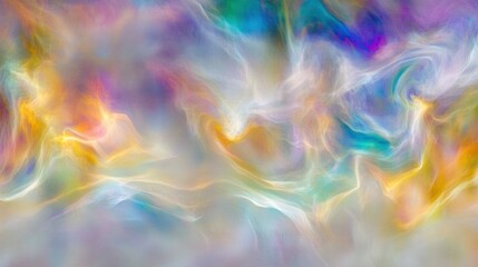 An abstract colorful flowing design resembling wisps and clouds