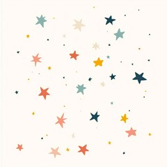 Fototapeta premium Sparkle stars vector illustration, radiant white tones, light yellow accents, scattered arrangement, clean lines, isolated on a blank background, cheerful and minimalist design.