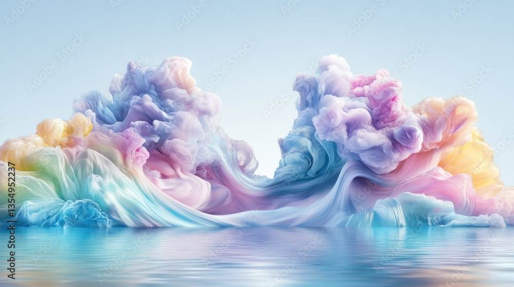 Poster abstract image of colorful clouds reflected on water below