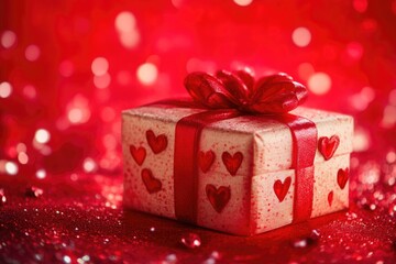 Fototapeta premium Heart-themed gift box for a romantic celebration