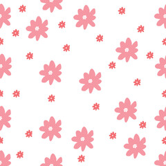 floral pattern with pink flowers on white background