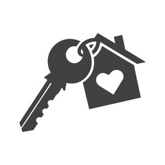 Professional Key and House Keychain silhouette vector design.