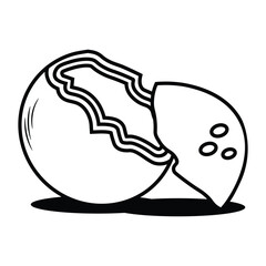 Coconut Line Art Illustration Icon