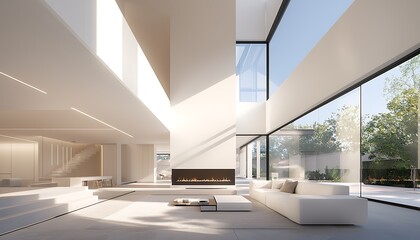 Modern Home Sunlit Interior Design.