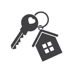 Professional Key and House Keychain silhouette vector design.