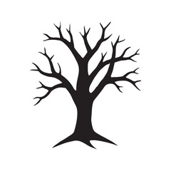 Dead Tree Vector Icon | Silhouette, Bare Branches & Dry Tree