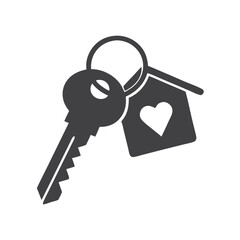 Professional Key and House Keychain silhouette vector design.