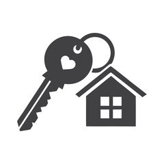 Professional Key and House Keychain silhouette vector design.