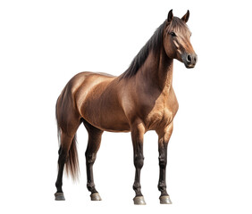 Obraz premium Realistic Brown Horse Standing in Natural Pose on Isolated Background