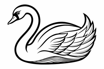 coloring page line art the swan black vector