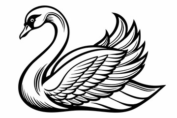 Obraz premium coloring page line art the swan black vector