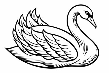 coloring page line art the swan black vector