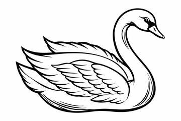 coloring page line art the swan black vector
