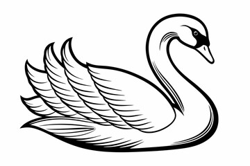 coloring page line art the swan black vector