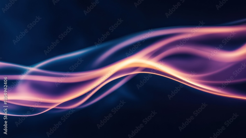 Poster abstract glowing waves of light flowing in a dark background