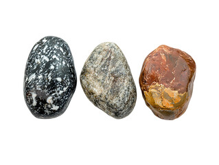 Four Different Rocks Isolated on a White Background