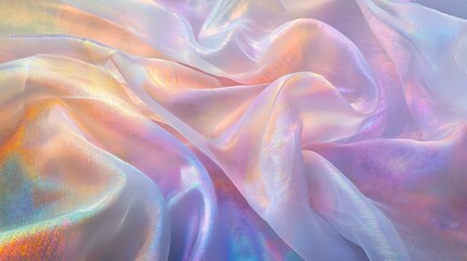 Obraz premium Sheer Organza Fabric Texture Mockup With Iridescent Highlights and Delicate Transparency Effects