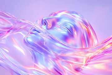 Fototapeta premium Iridescent Face in Flowing Fabric, Abstract Art