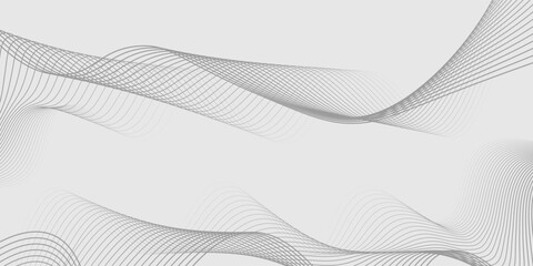 Abstract vector banner with grey wavy lines modern background