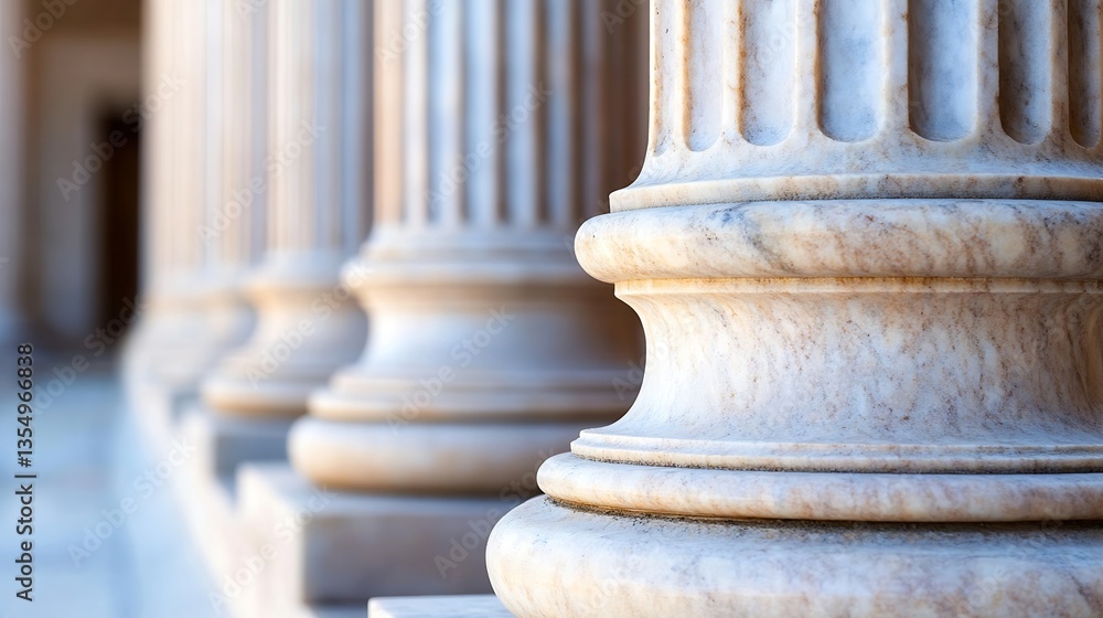 Poster Detailed view of classical stone columns signifying strength and support in architectural design : Generative AI