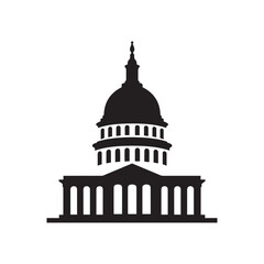 Obraz premium United States Capitol building silhouette vector graphic, minimalist illustration