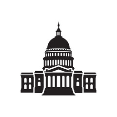 Obraz premium United States Capitol building silhouette vector graphic, minimalist illustration