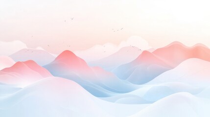 Pastel Mountainscape, Soft Hues, Abstract Landscape, Tranquil Scene, Digital Art, Stock Photo