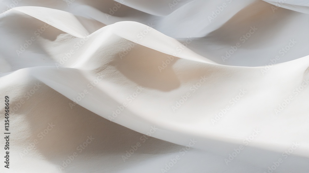 Aufkleber soft beige fabric drapes elegantly showing waves and folds of texture in natural light : generative 