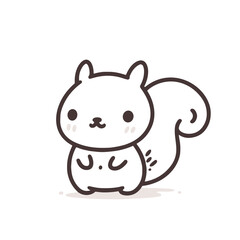 Fototapeta premium Sweet Little Squirrel Outline Drawing, endearing style, brown and white, woodland creature illustration with copy space