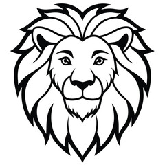 Lion Head line art vector isolated on white background