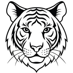 Tiger Head line art vector isolated on white background