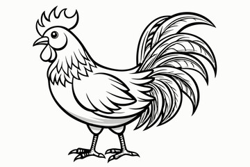 coloring page line art the rooster black vector