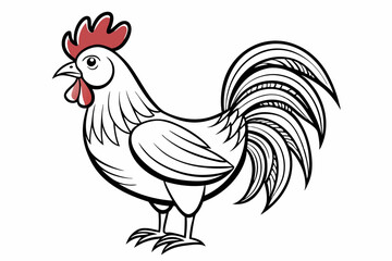 coloring page line art the rooster black vector