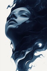 A woman with her eyes closed and her hair blowing in the wind