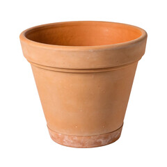 A brown clay flowerpot isolated on a white background