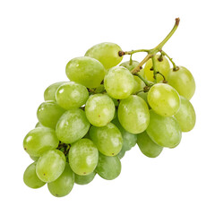 A bunch of fresh green grapes isolated on white background