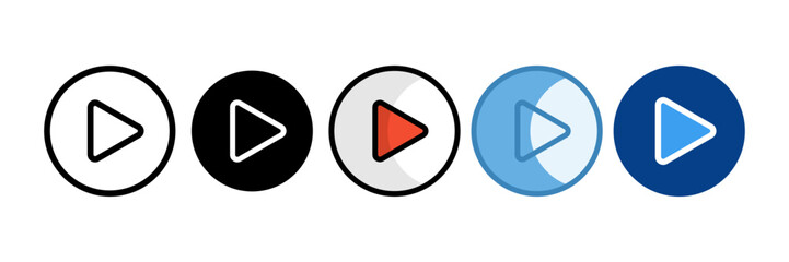 Play Icon Set Multiple Style Collection