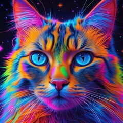 Cute feline with bright eyes on a dark background