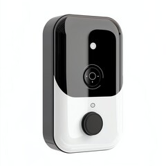Obraz premium Smart doorbell camera with modern design, ideal for home security, features high-resolution video and two-way audio.