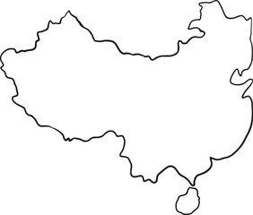 Fototapeta premium Chinese map New year graphic element Outline vector illustration Hand drawn line art