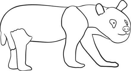 Panda Cute animal Chinese new year graphic element Outline vector illustration Hand drawn line art