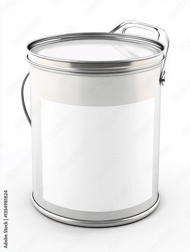 Poster paint bucket mockup with blank label for branding and design